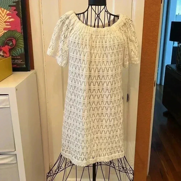 A.L.C. - Ivory Crochet Lace Off The Shoulder Dress-Sz 4 - Picture 3 of 5